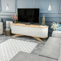 Porta TV quercia e bianco 180x44x44h cm 3 ante - Axi
