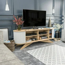 Porta TV quercia e bianco 180x44x44h cm 3 ante - Axi