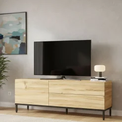 Porta TV quercia e nero 120x35x46h cm 3 ante - Zephir