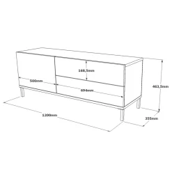 Porta TV quercia e nero 120x35x46h cm 3 ante - Zephir