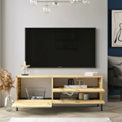 Porta TV quercia e nero 120x35x46h cm 3 ante - Zephir