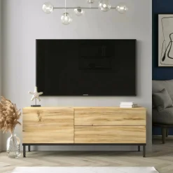 Porta TV quercia e nero 120x35x46h cm 3 ante - Zephir