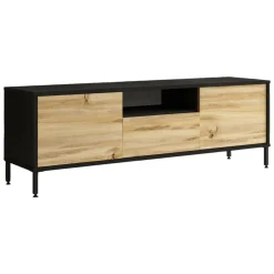 Porta TV quercia e nero 140x35x46h cm 3 ante - Khagan
