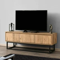 Porta TV quercia e nero 140x40x50h cm in legno - Ignazia