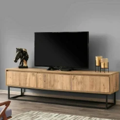 Porta TV quercia e nero 180x40x50h cm in legno - Ignazia