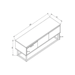 Porta TV quercia e nero 180x40x50h cm in legno - Ignazia
