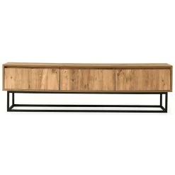 Porta TV quercia e nero 180x40x50h cm in legno - Ignazia