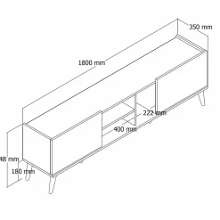 Porta TV quercia 180x34x52h cm 2 ante - Alberona