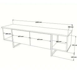 Porta TV quercia 160x40x47h cm 2 ante - Barzana