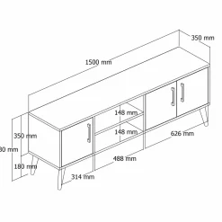 Porta TV quercia 150x34x52h cm 3 ante - Brugine