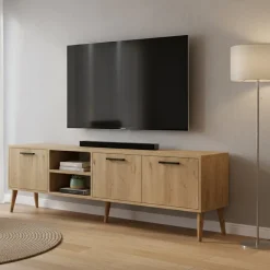 Porta TV quercia 180x35x53h cm 3 ante - Brugine