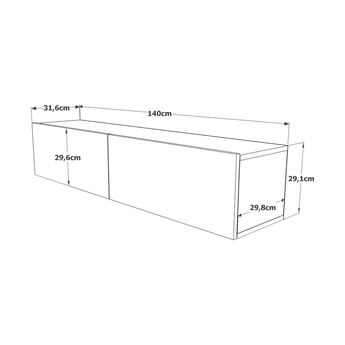 Porta TV quercia 140x31x29h cm 2 ante - Diaspro