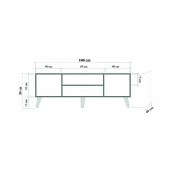 Porta TV quercia 140x40x50h cm 2 ante - Enrica