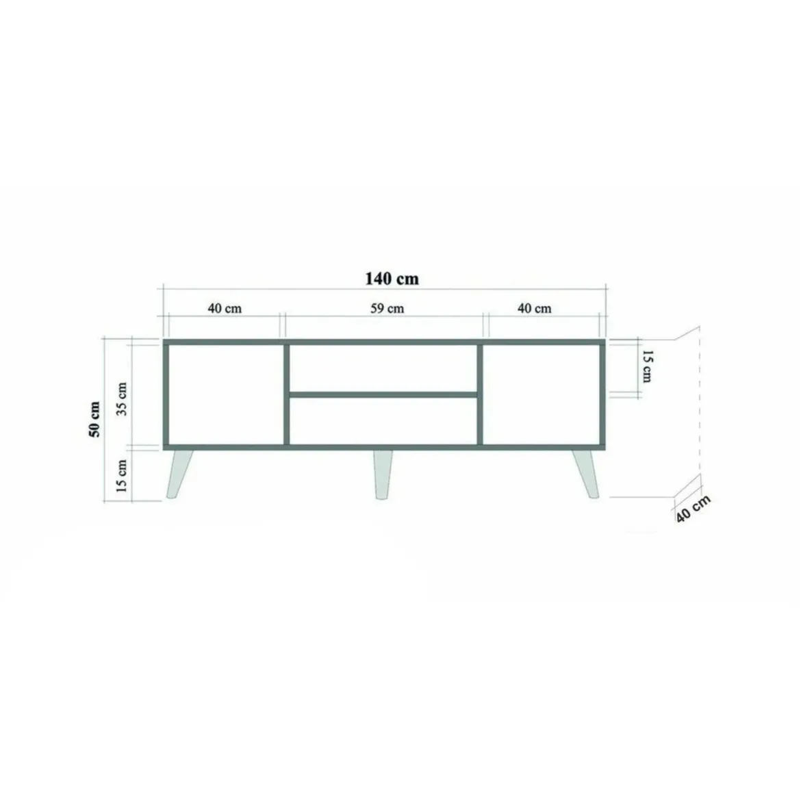 Porta TV quercia 140x40x50h cm 2 ante - Enrica