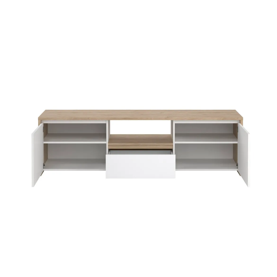 Porta TV rovere e bianco lucido 178x48x51h cm 2 ante e 1 cassetto - Ambivere