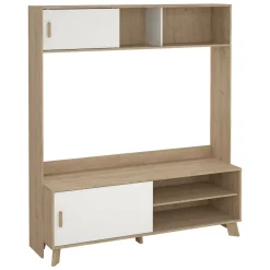 Porta TV rovere e bianco 158x48x180h cm 2 ante - Nicosia