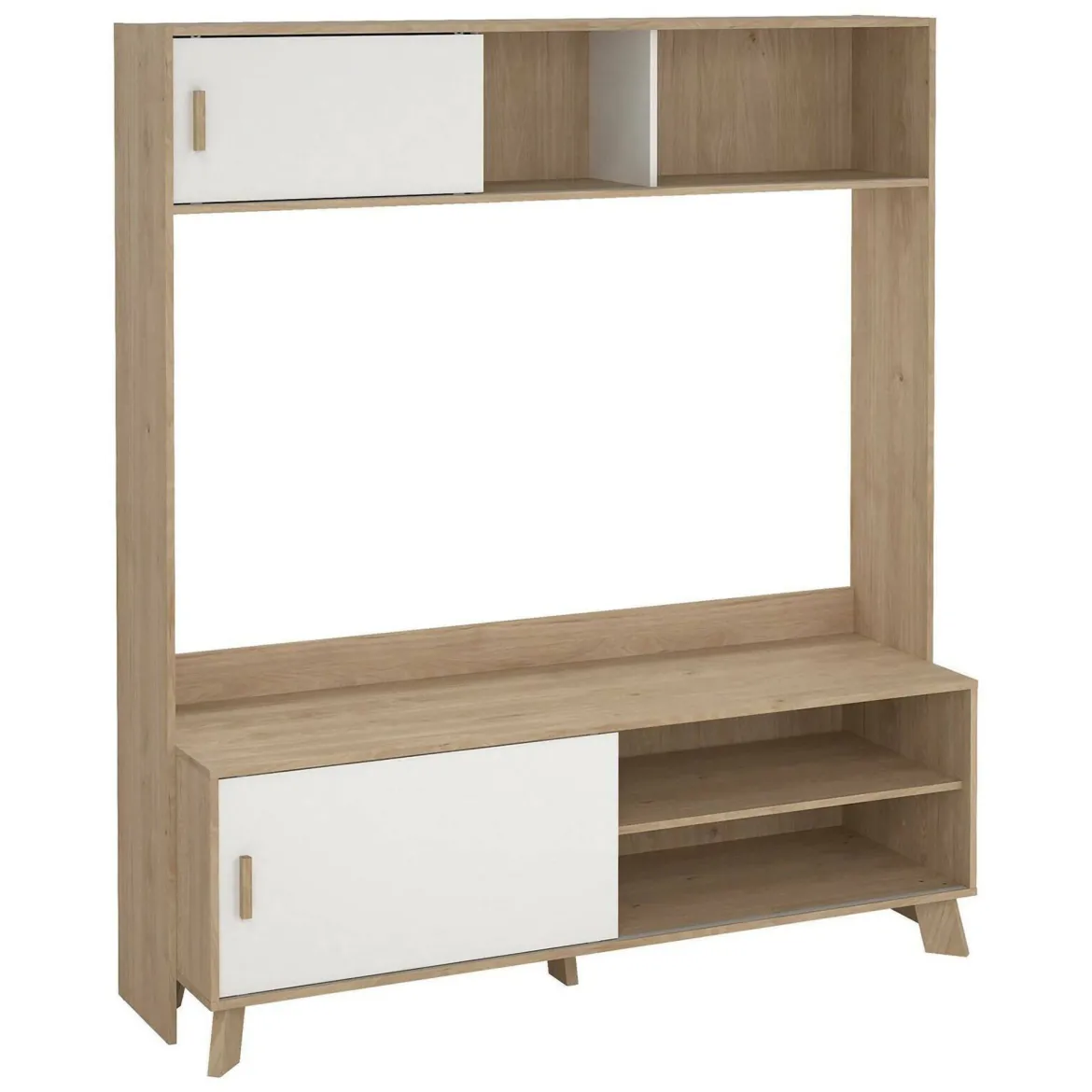 Porta TV rovere e bianco 158x48x180h cm 2 ante - Nicosia