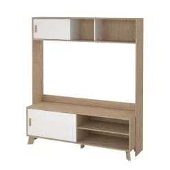 Porta TV rovere e bianco 158x48x180h cm 2 ante - Nicosia