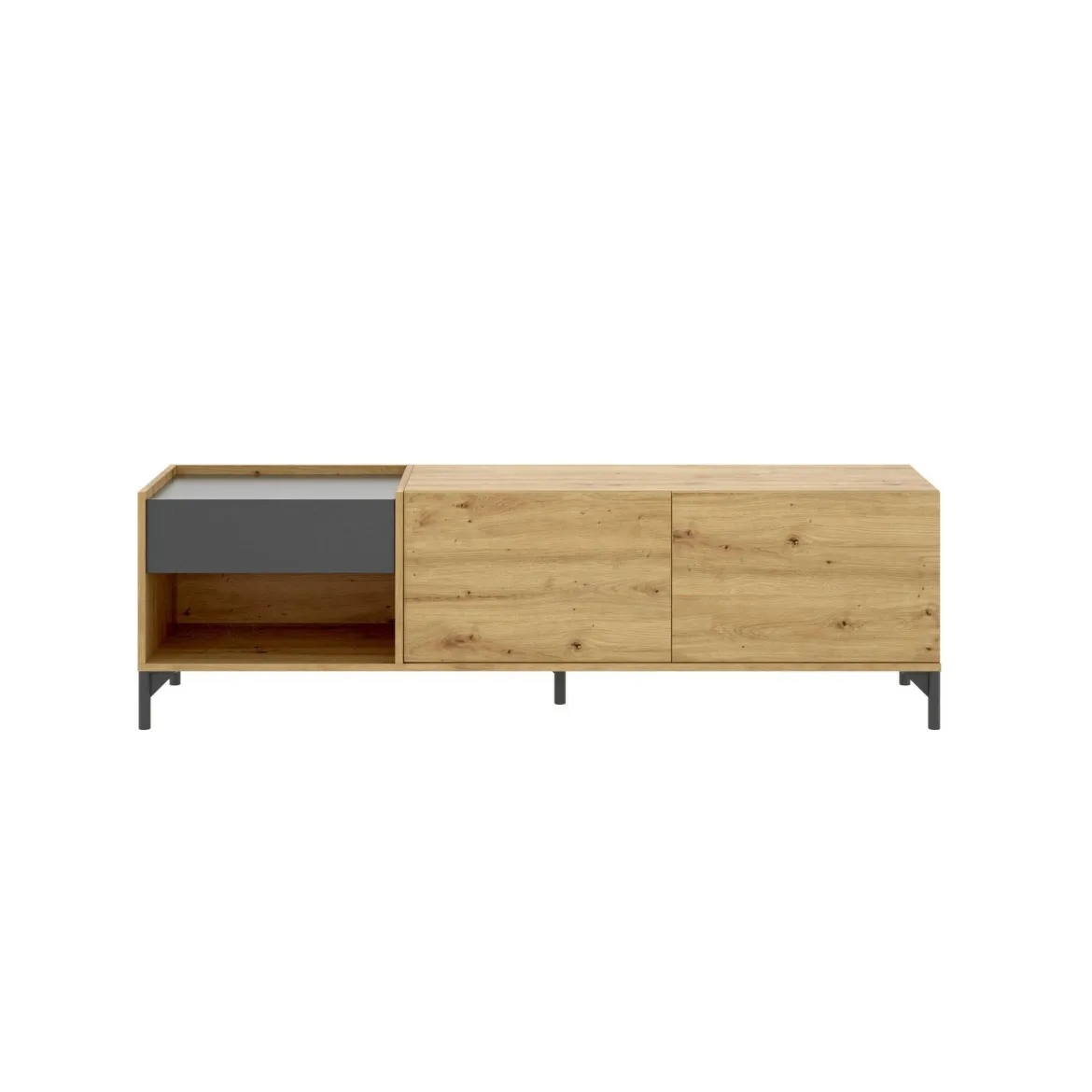 Porta TV rovere nodi e antracite 165x40x46h cm modulabile - Argon