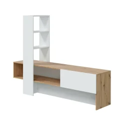 Porta TV rovere nodi e bianco lucido 178x43x136h cm in legno - Isa