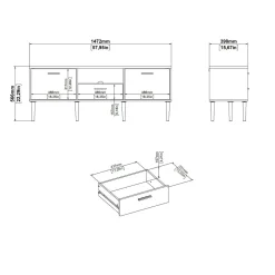 Porta TV rovere 147x39x56h cm 2 ante e 1 cassetto - elie