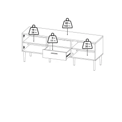 Porta TV rovere 147x39x56h cm 2 ante e 1 cassetto - elie