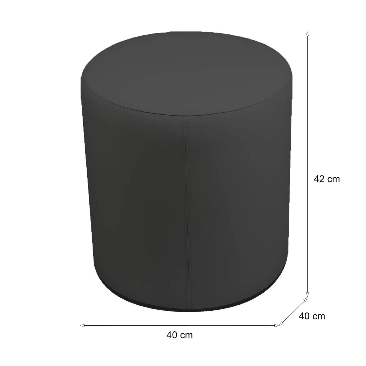 Pouf cilindrico grigio scuro 40x40x42h cm - Lisboa