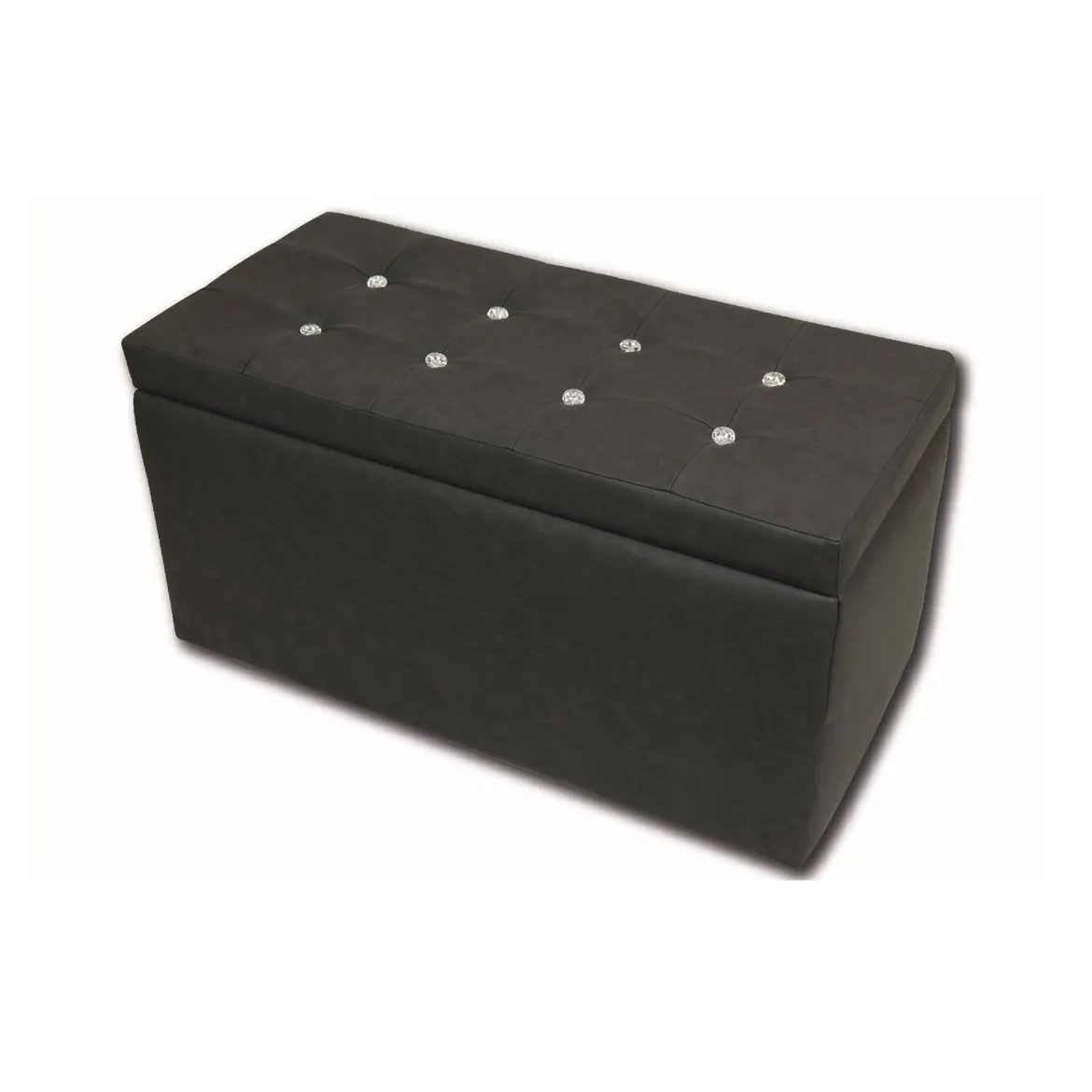 Pouf contenitore porta oggetti in ecopelle 90x45x45h cm grigio - Felicita