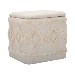 Pouf contenitore quadrato in tessuto 40x40x40h cm bianco - Jarrar