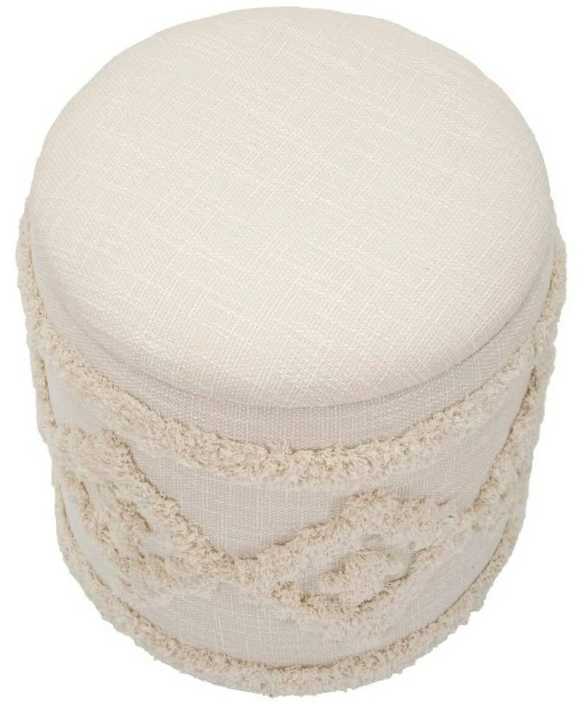 Pouf contenitore rotondo in tessuto 35x35x40h cm bianco - Jarrar
