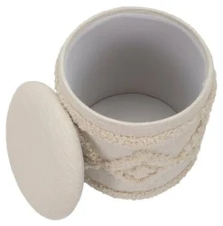 Pouf contenitore rotondo in tessuto 35x35x40h cm bianco - Jarrar