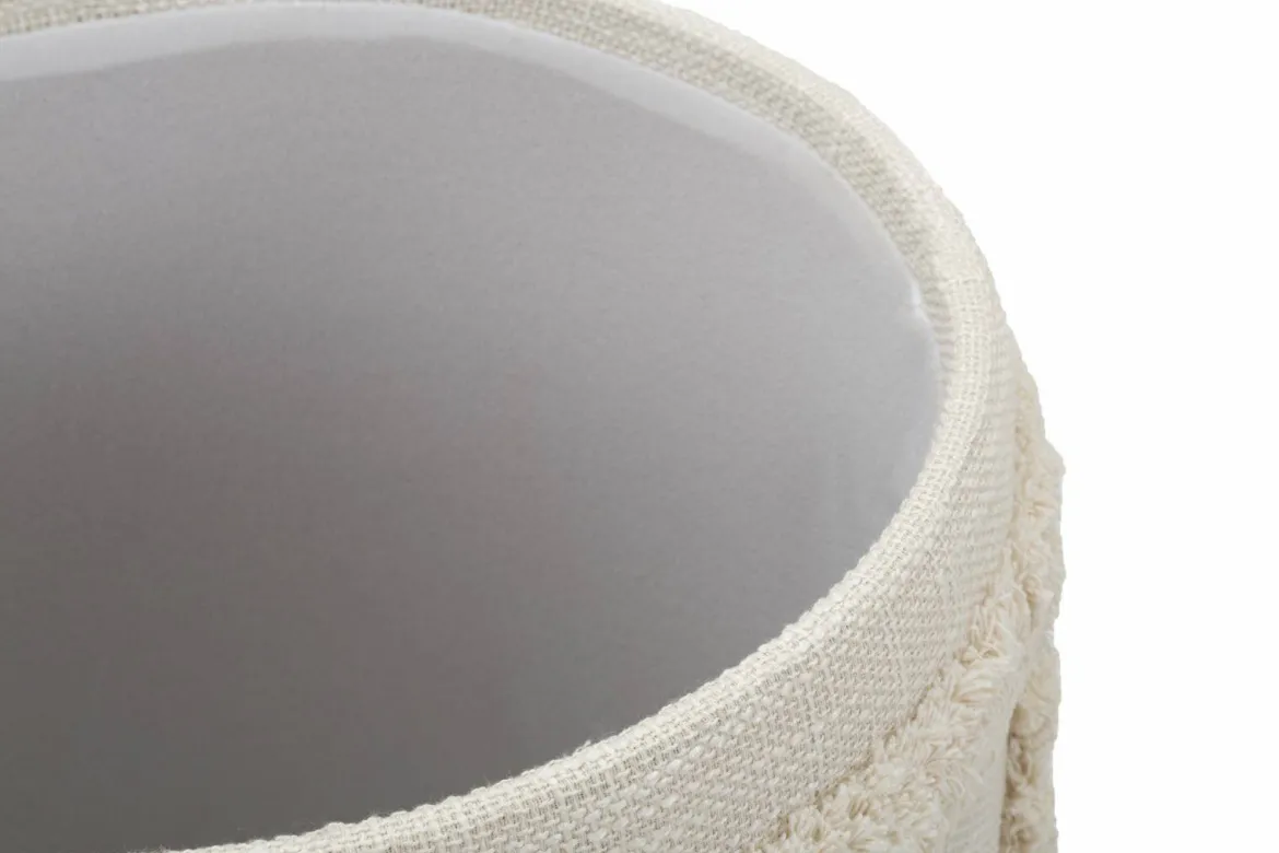 Pouf contenitore rotondo in tessuto 35x35x40h cm bianco - Jarrar