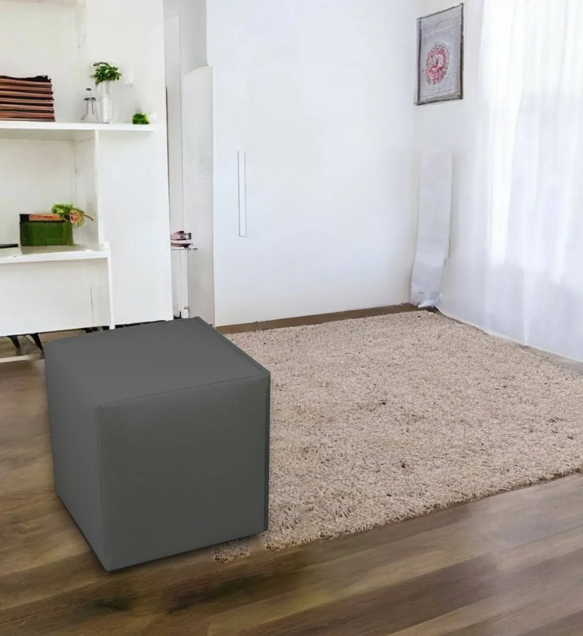 Pouf cubico grigio scuro 40x40x42h cm - Accumoli
