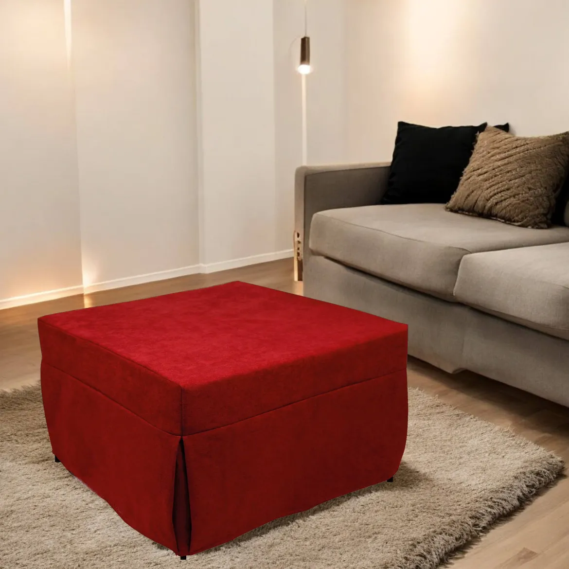Pouf cubico rosso 78x78x45h cm - letto Arno