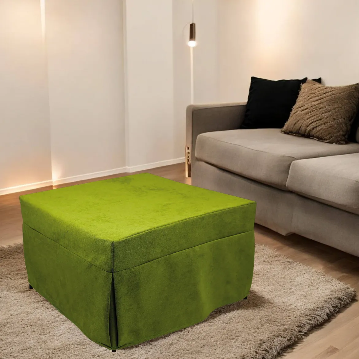 Pouf cubico verde 78x78x45h cm - letto Arno