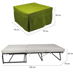 Pouf cubico verde 78x78x45h cm - letto Arno