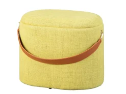Pouf Giallo Materiale Struttura in Tessuto 42x36x30h cm, - Marmi