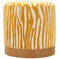 Pouf Giallo Senape oro Effetto Zebrato Forma Rotondo 41x42x41h cm, Colore Struttura oro - Faleli