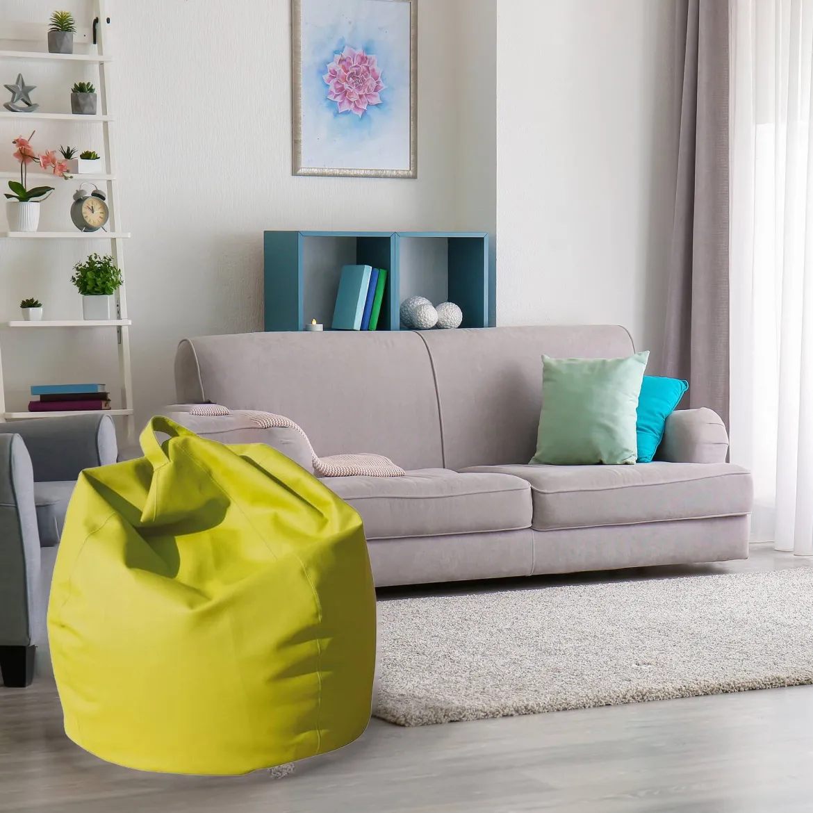 Pouf imbottito giallo 70x70x110h cm - Azelia