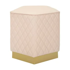 Pouf pentagonale rosa e oro 38x38x38h cm - Suasa