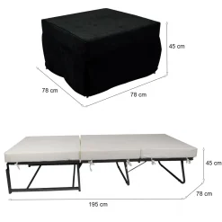 Pouf quadrato nero 78x78x45h cm - letto Arno