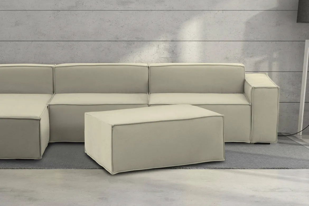 Pouf rettangolare beige 100x70x43h cm - Assisi