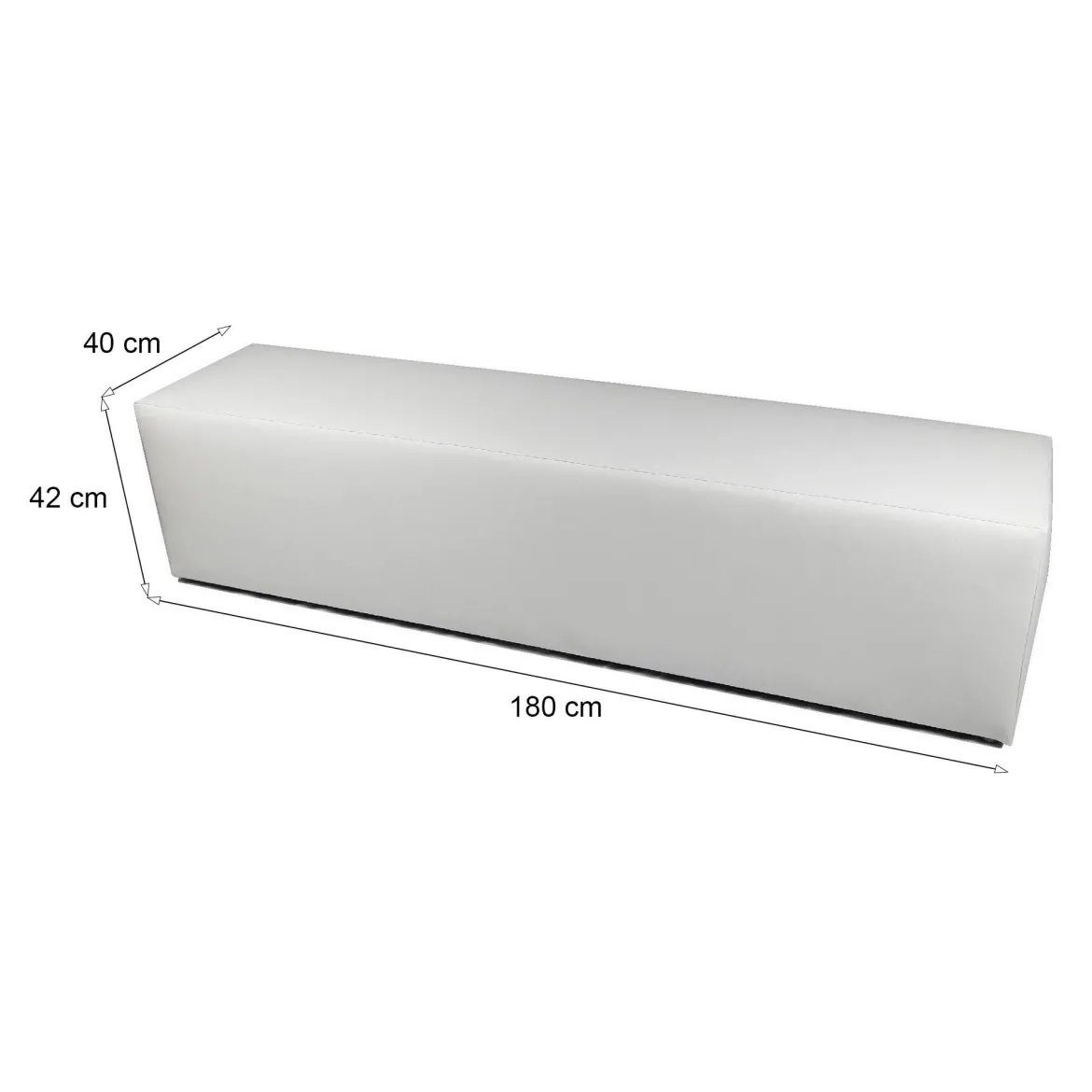 Pouf rettangolare bianco 180x40x42h cm - Apecchio