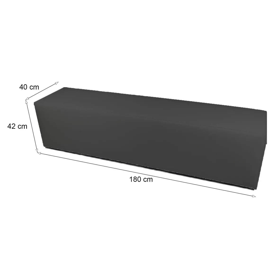 Pouf rettangolare grigio 180x40x42h cm - Apecchio