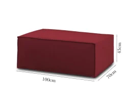 Pouf rettangolare rosso 100x70x43h cm - Assisi