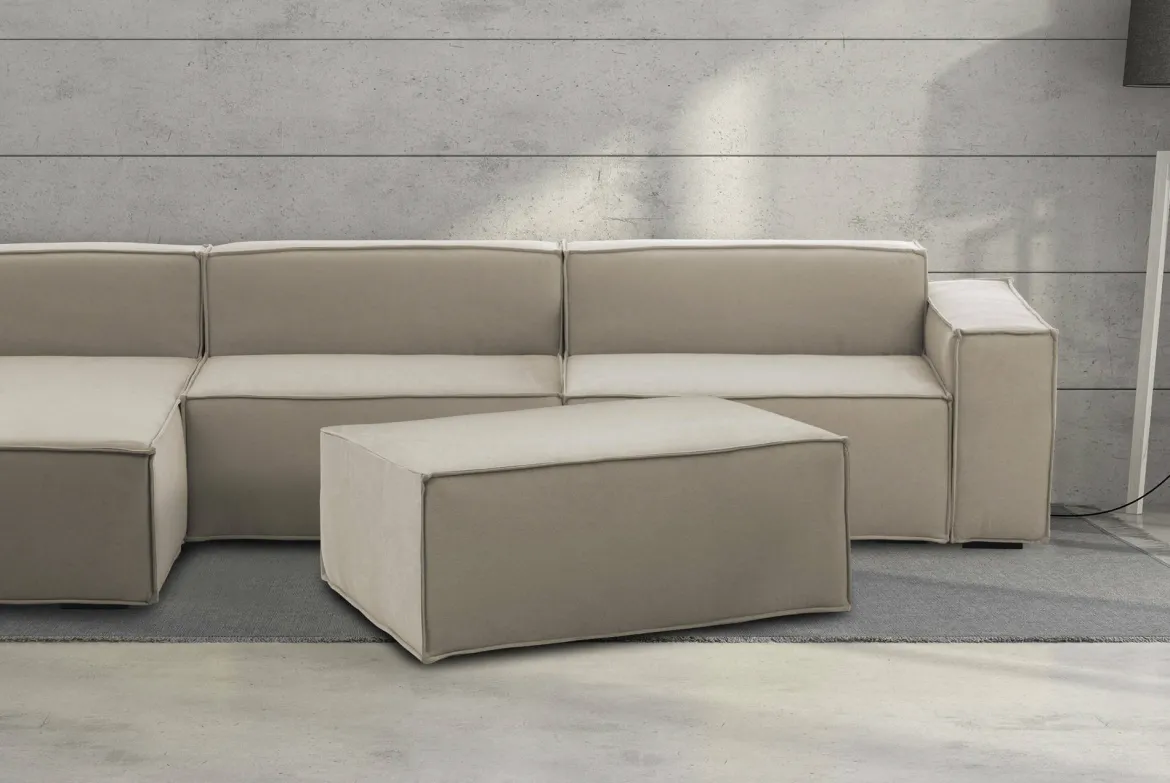 Pouf rettangolare tortora 100x70x43h cm - Assisi