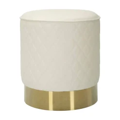 Pouf rotondo bianco e oro 36x36x39h cm - Erro