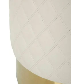 Pouf rotondo bianco e oro 36x36x39h cm - Erro