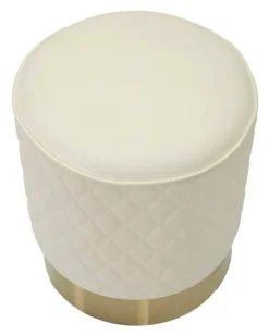 Pouf rotondo bianco e oro 36x36x39h cm - Erro