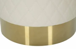 Pouf rotondo bianco e oro 36x36x39h cm - Erro